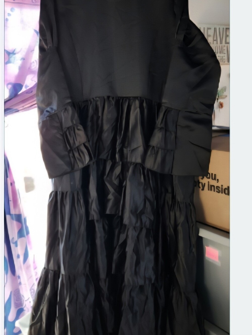 Heavy Gothic Victorian Maxi Dress Gown Black Tiered Ruffle Cosplay XXL